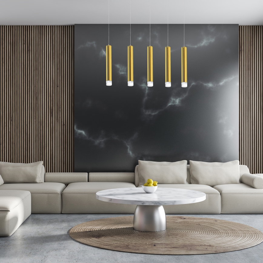 LED pendel GOLDIE 5xLED/25W/230V gylden