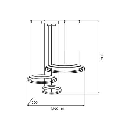 LED pendel GRAVITY LED/108W/230V sort