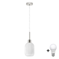 LED pendel HARMA 1xE27/60W/230V, diameter 14 cm, mat krom/bianco
