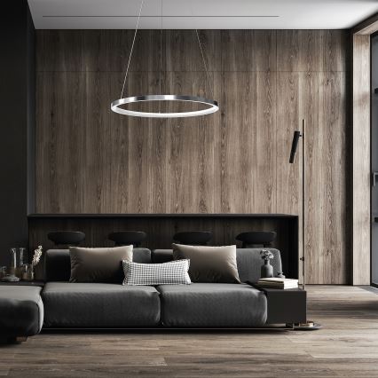 LED pendel HOOP LED/27W/230V diameter 50 cm 4000K skinnende krom