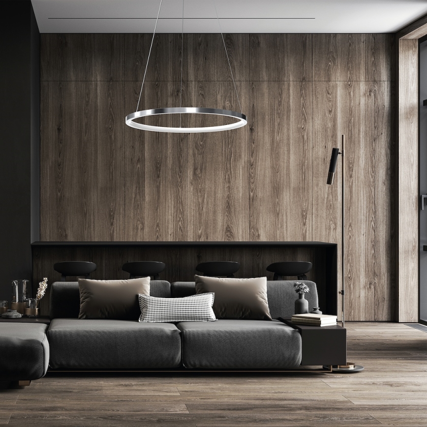 LED pendel HOOP LED/27W/230V diameter 50 cm 4000K skinnende krom