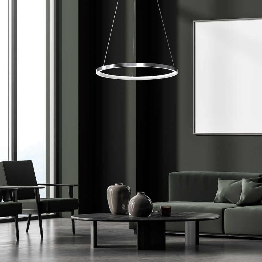 LED pendel HOOP LED/27W/230V diameter 50 cm 4000K skinnende krom