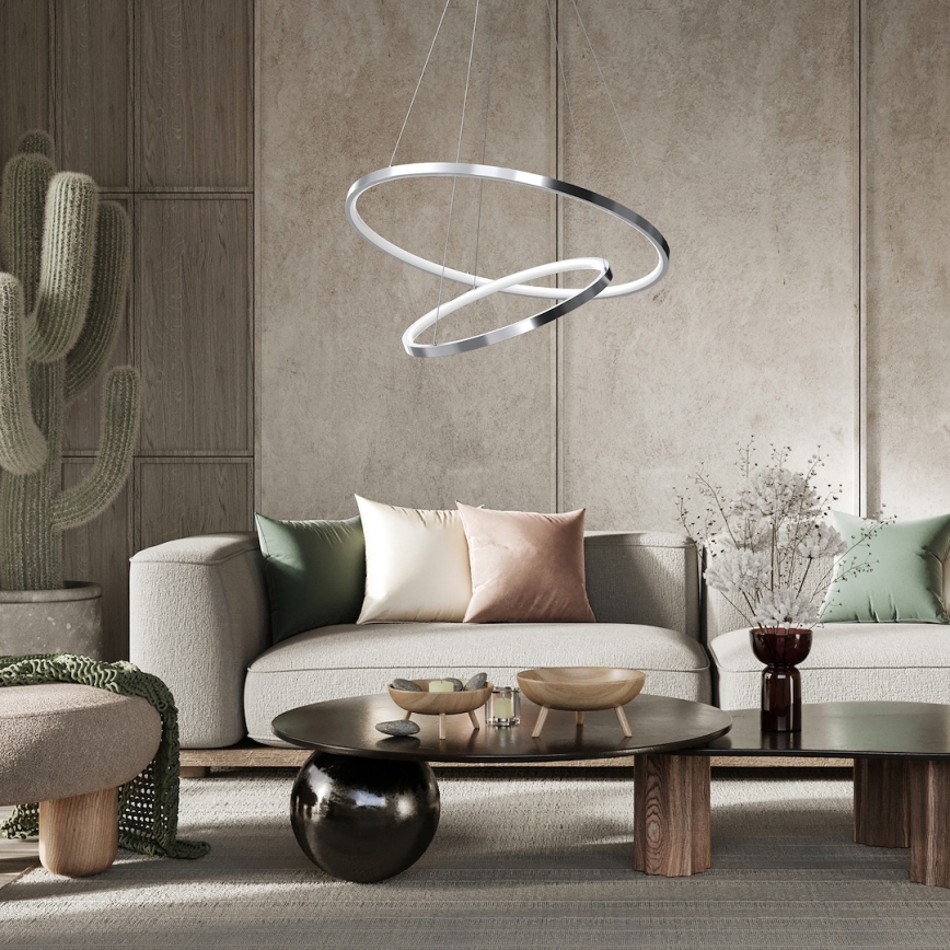 LED pendel HOOP LED/51W/230V diameter 60 cm 4000K skinnende krom