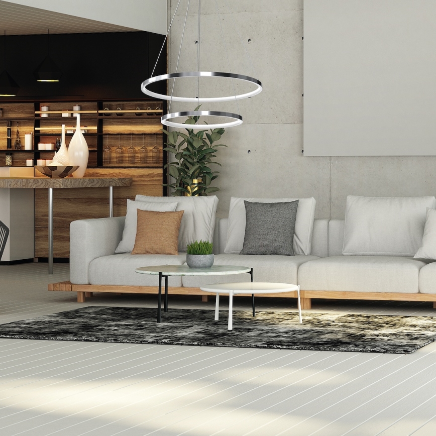 LED pendel HOOP LED/51W/230V diameter 60 cm 4000K skinnende krom