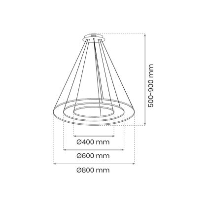LED pendel HOOP LED/93W/230V diameter 60 cm 4000K sort