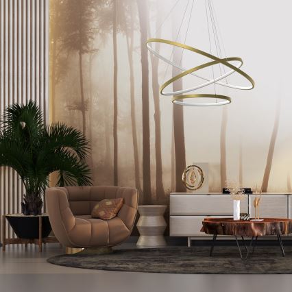 LED pendel HOOP LED/93W/230V diameter 80 cm 4000K guldfarvet
