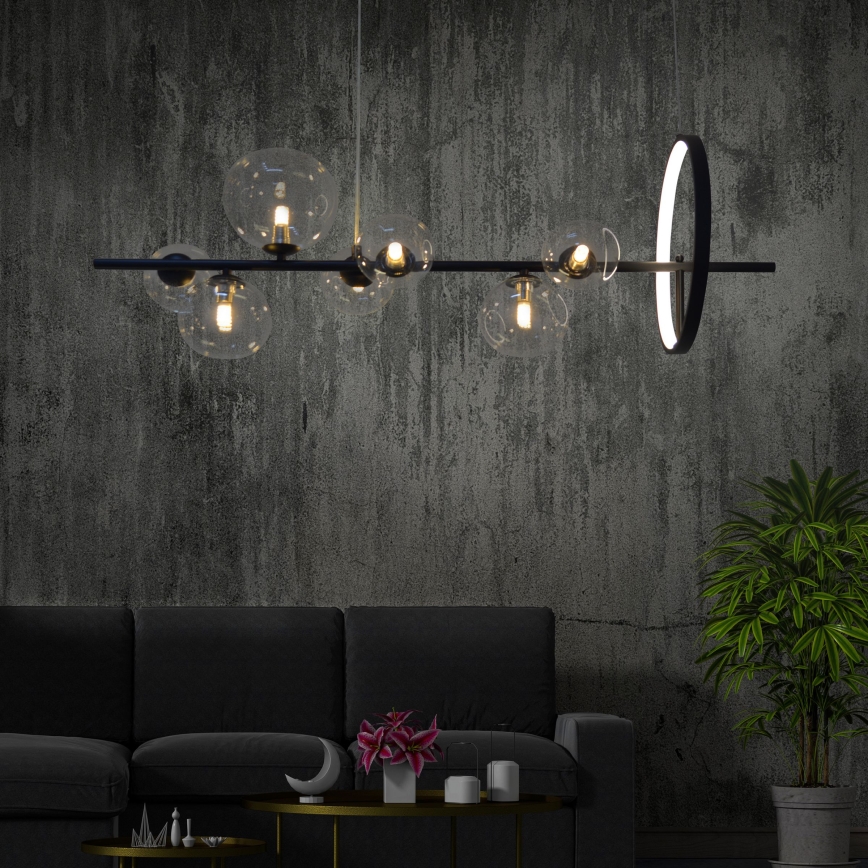 LED pendel HYBRID LED/15W/230V + 7xG9/6W 4000K sort