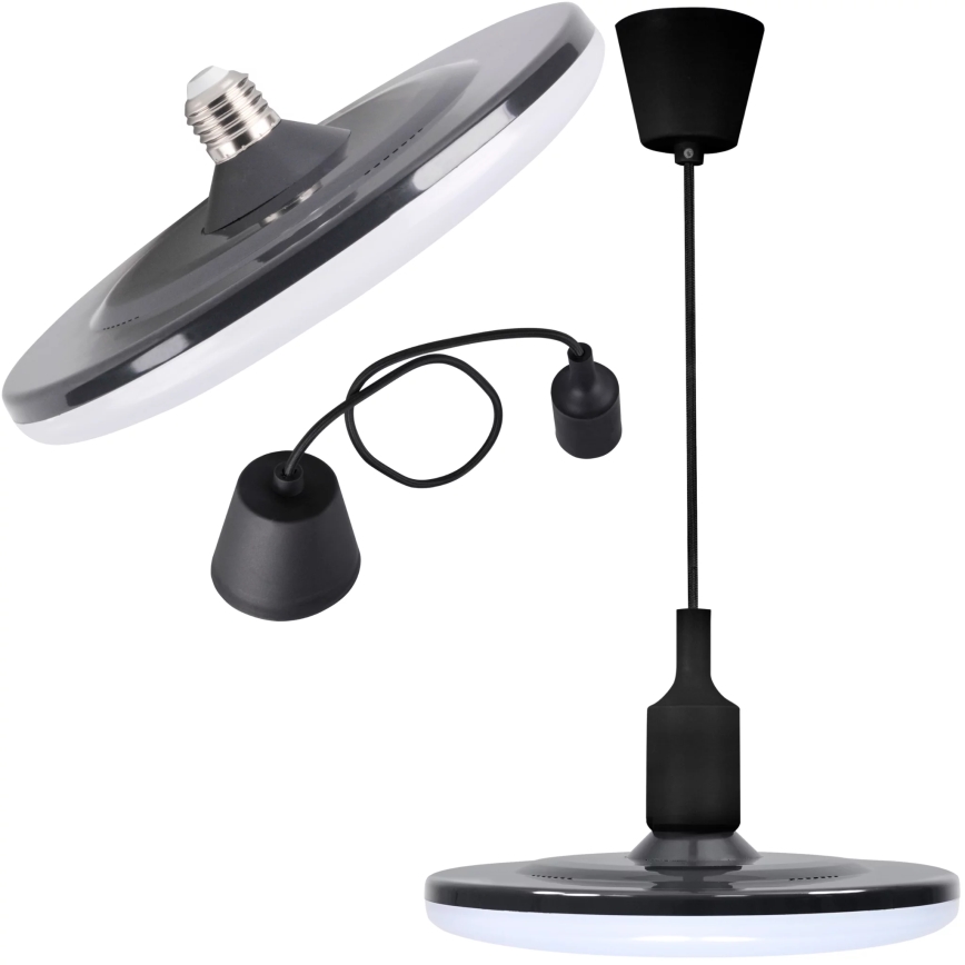 LED pendel KIKI 1xE27/15W/230V antik sort