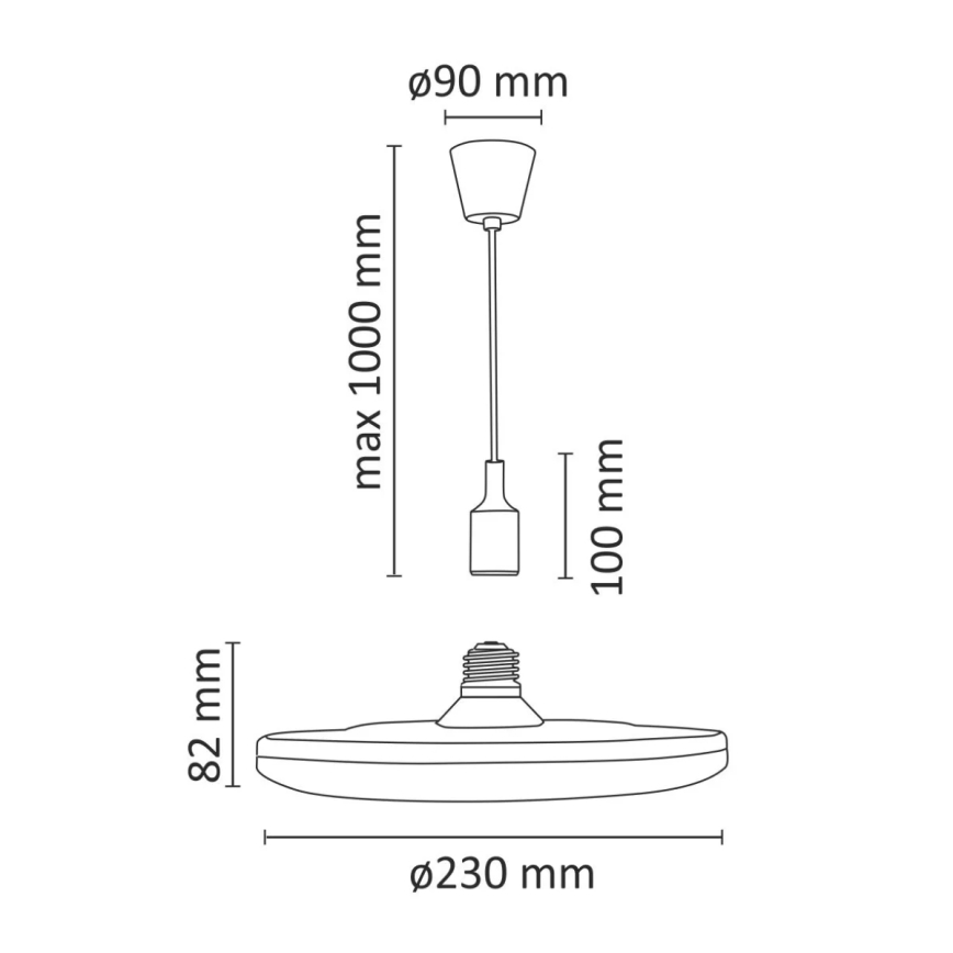 LED pendel KIKI 1xE27/15W/230V antik sort