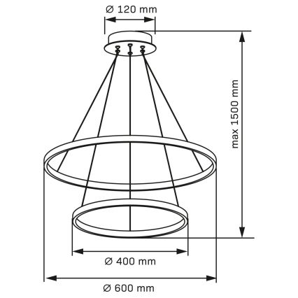 LED pendel LEA LED/35W/230V 4000K diameter 60 cm mat krom