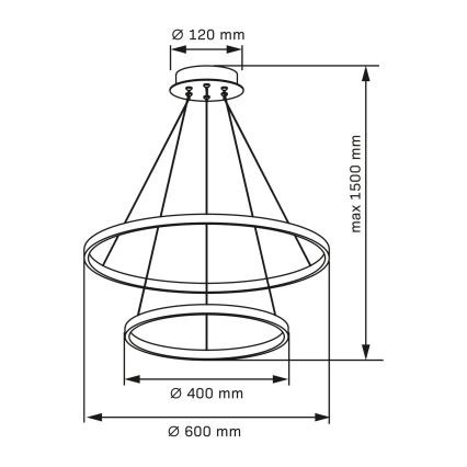 LED pendel LEA LED/35W/230V 4000K diameter 60 cm sort