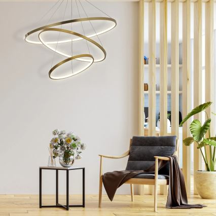LED pendel LEA LED/60W/230V 4000K diameter 80 cm guldfarvet