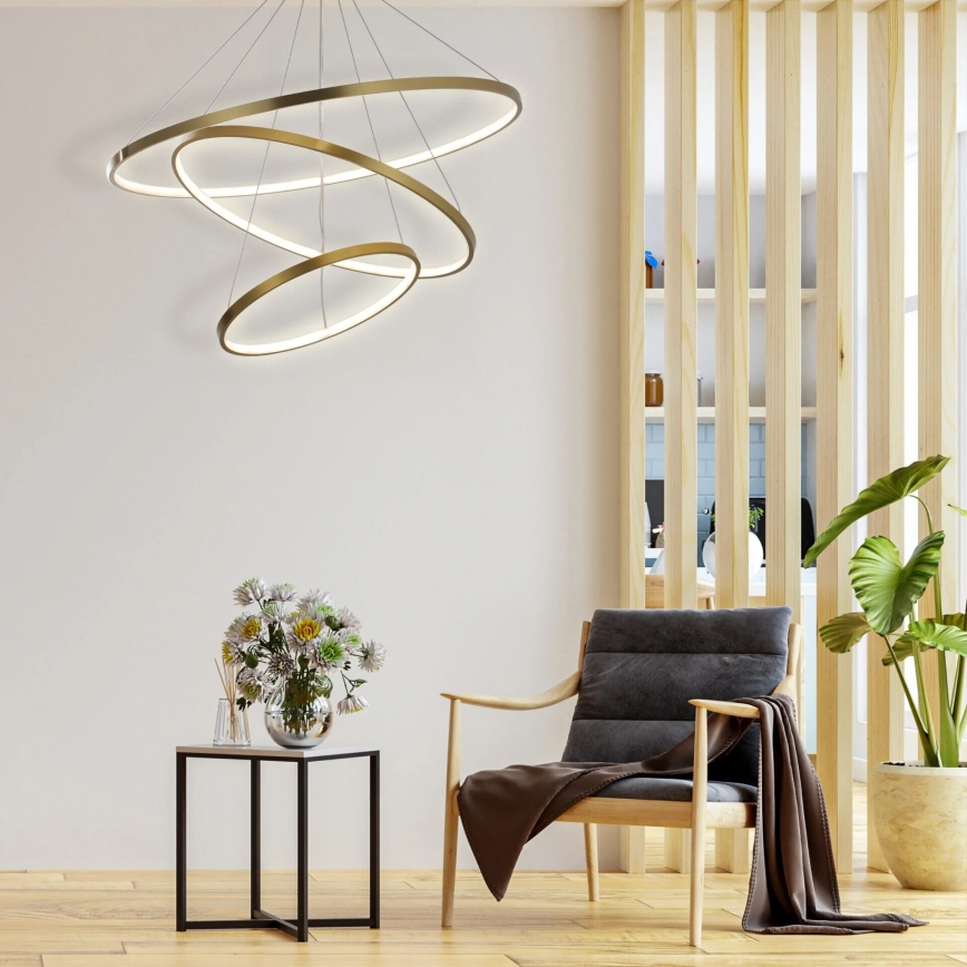 LED pendel LEA LED/60W/230V 4000K diameter 80 cm guldfarvet