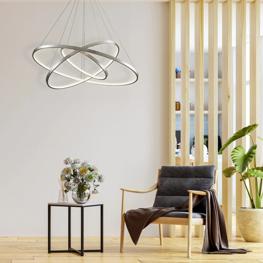 LED pendel LEA LED/60W/230V 4000K diameter 80 cm mat krom