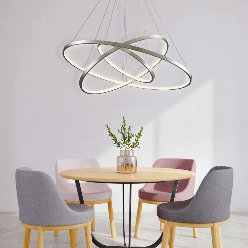 LED pendel LEA LED/60W/230V 4000K diameter 80 cm mat krom