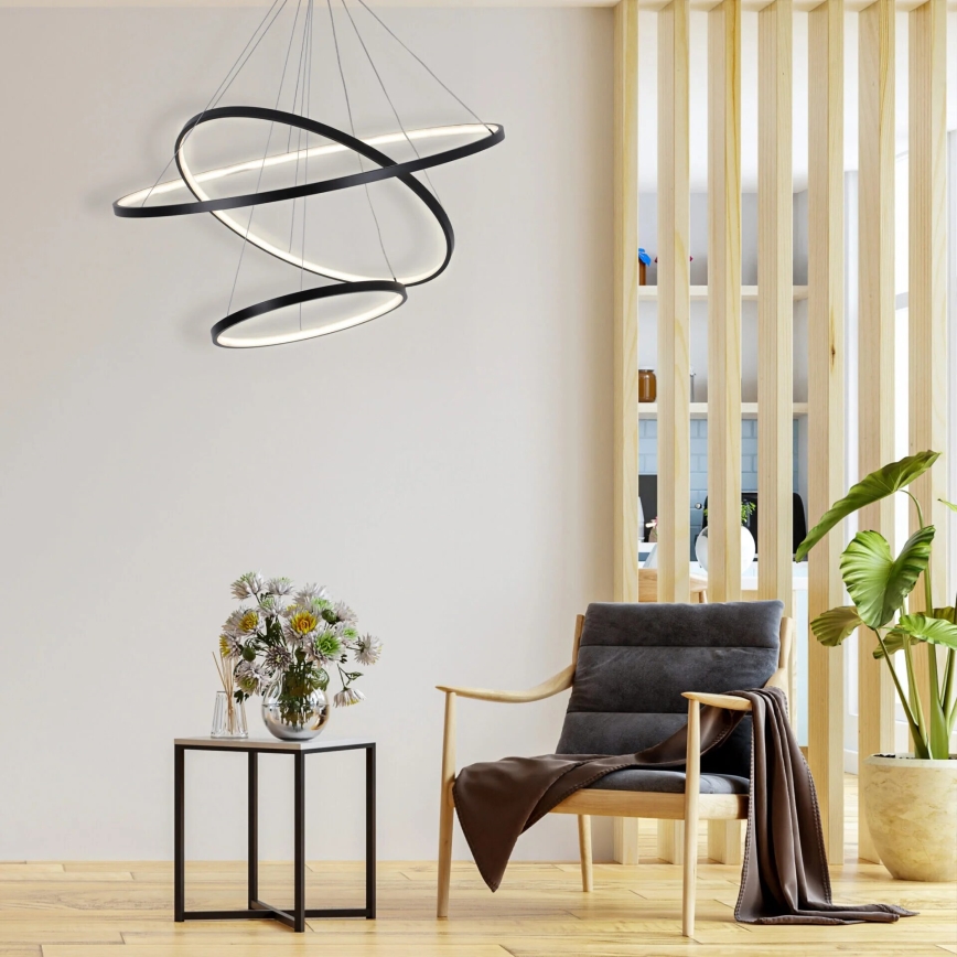 LED pendel LEA LED/60W/230V 4000K diameter 80 cm sort