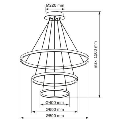 LED pendel LEA LED/60W/230V 4000K diameter 80 cm sort