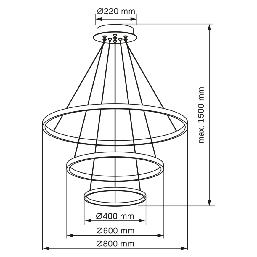 LED pendel LEA LED/60W/230V 4000K diameter 80 cm sort