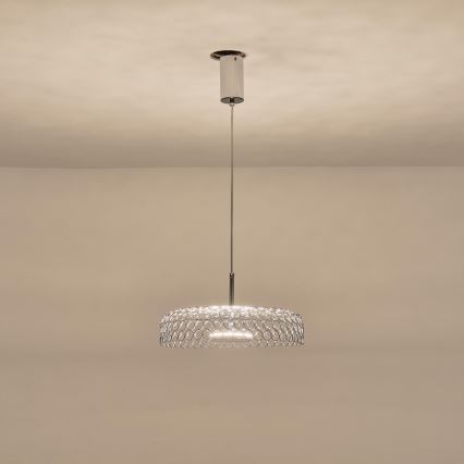 LED pendel LED/10W/230V 3000K skinnende krom diameter 35 cm
