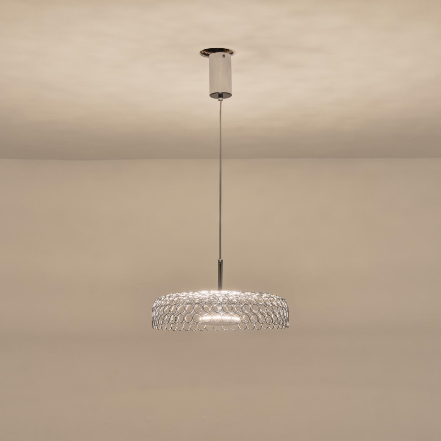 LED pendel LED/10W/230V 3000K skinnende krom diameter 35 cm