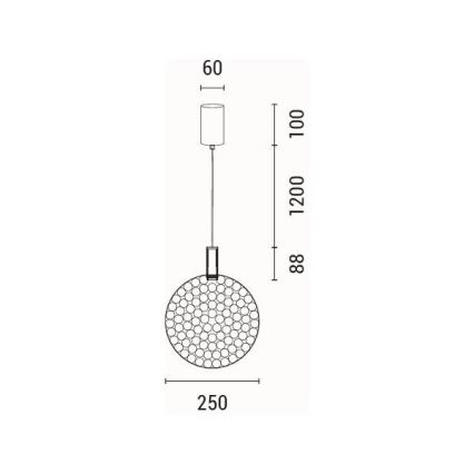 LED pendel LED/10W/230V 3000K skinnende krom diameter 35 cm