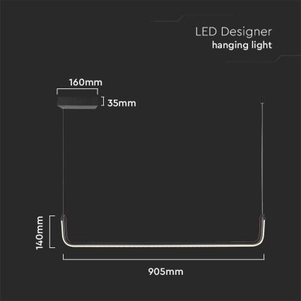 LED pendel LED/12W/230V 4000K 90 cm sort
