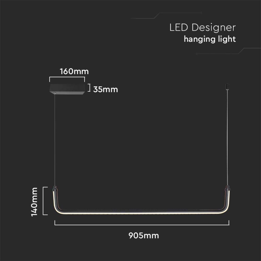 LED pendel LED/12W/230V 4000K 90 cm sort