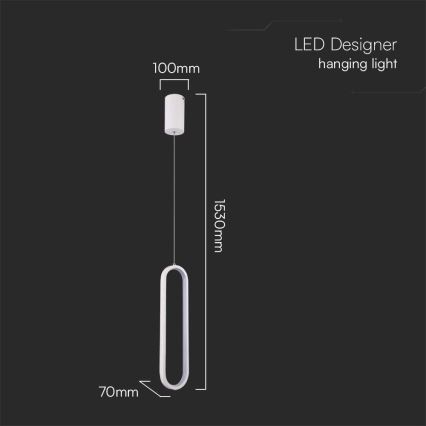 LED pendel LED/13W/230V 3000K hvid