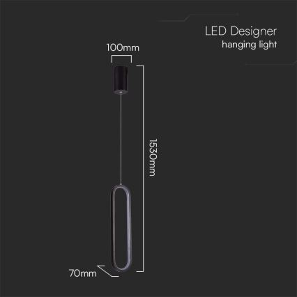 LED pendel LED/13W/230V 3000K sort