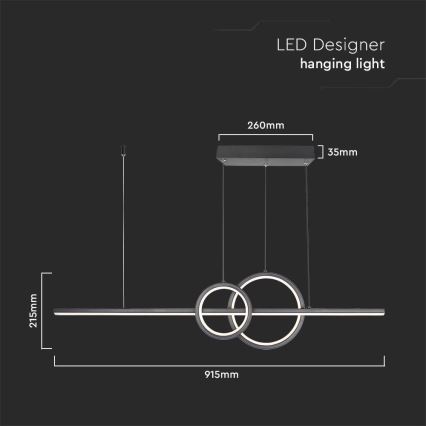 LED pendel LED/15W/230V 4000K 80 cm sort