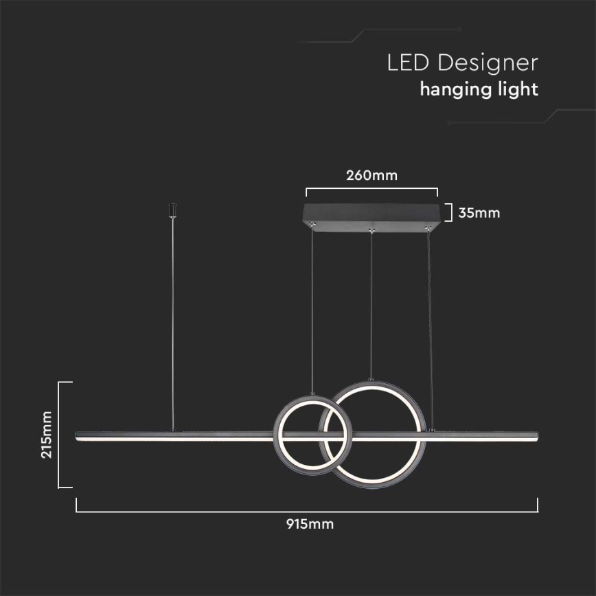 LED pendel LED/15W/230V 4000K 80 cm sort