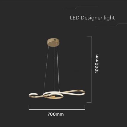 LED pendel LED/18W/230V 3000K guldfarvet