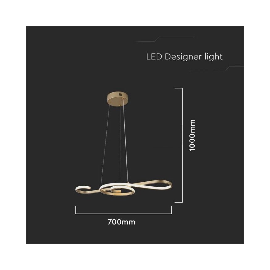 LED pendel LED/18W/230V 3000K guldfarvet