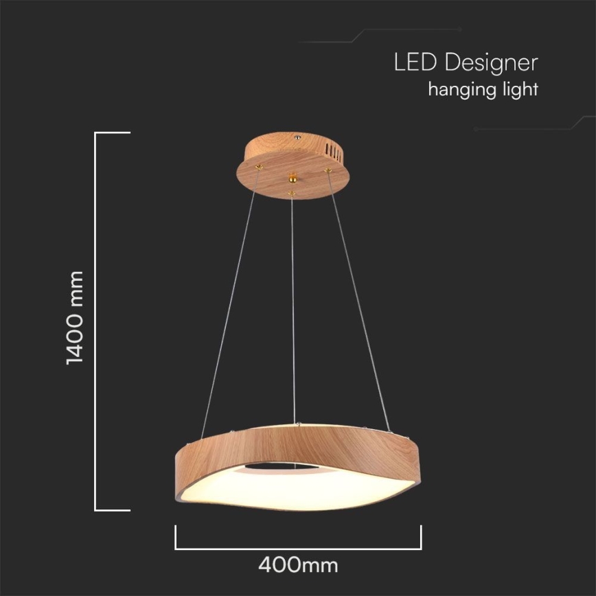 LED pendel LED/18W/230V 3000K ø 40 cm brun