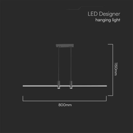 LED pendel LED/19W/230V 3000K sort