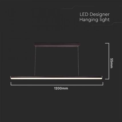 LED pendel LED/23W/230V 4000K 120 cm sort