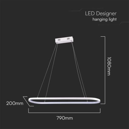 LED pendel LED/24W/230V 3000K hvid