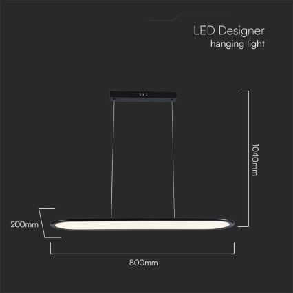 LED pendel LED/24W/230V 3000K sort