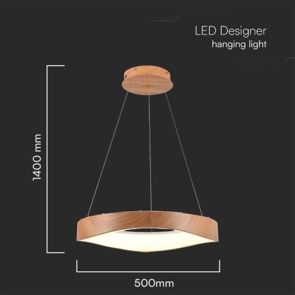 LED pendel LED/25W/230V 3000K ø 50 cm brun