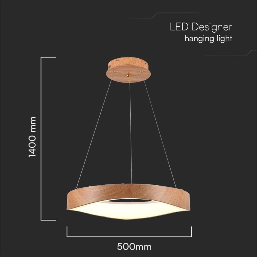LED pendel LED/25W/230V 3000K ø 50 cm brun
