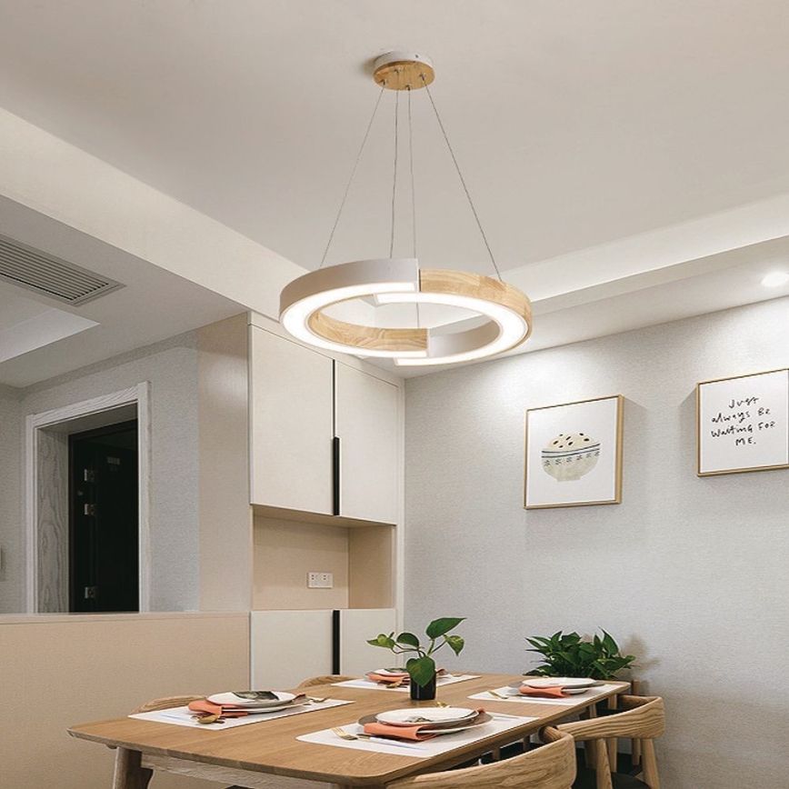 LED pendel LED/32W/230V 3000K hvid/træ