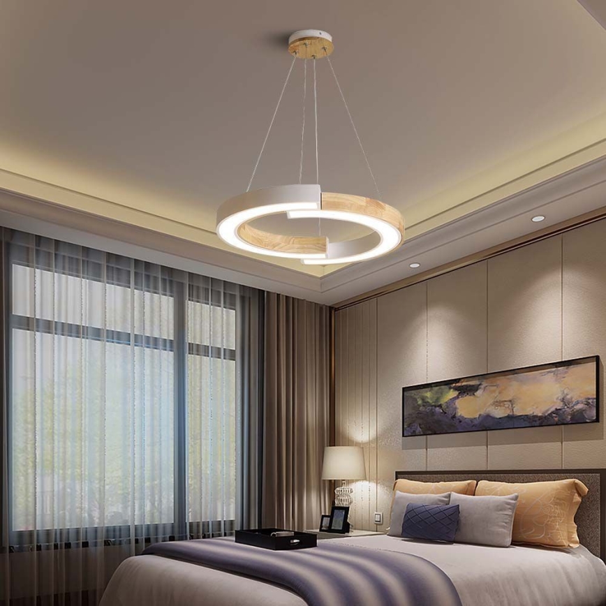 LED pendel LED/32W/230V 3000K hvid/træ