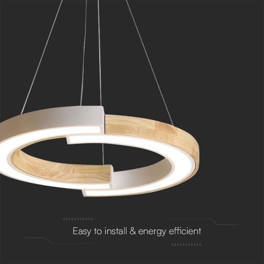 LED pendel LED/32W/230V 3000K hvid/træ