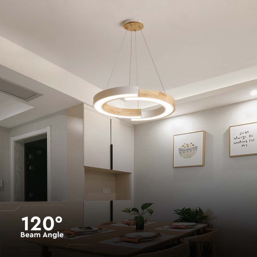 LED pendel LED/32W/230V 3000K hvid/træ