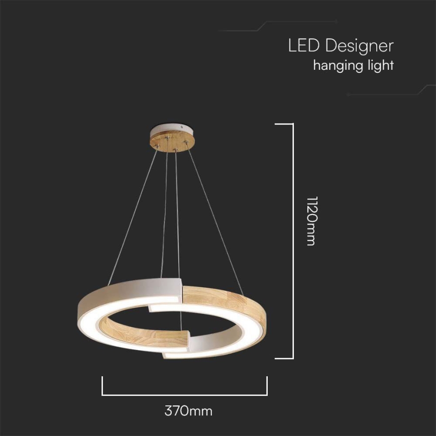 LED pendel LED/32W/230V 3000K hvid/træ