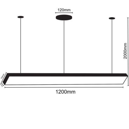 LED pendel LED/32W/230V 4000K diameter 120 cm sort