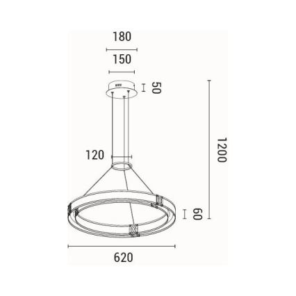 LED pendel LED/33W/230V 3000K 62x120 cm