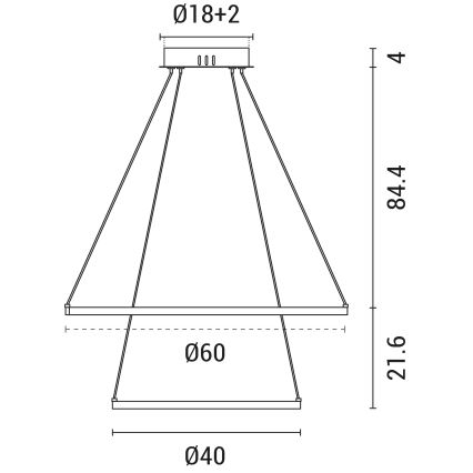 LED pendel LED/37W/230V 3000K sort