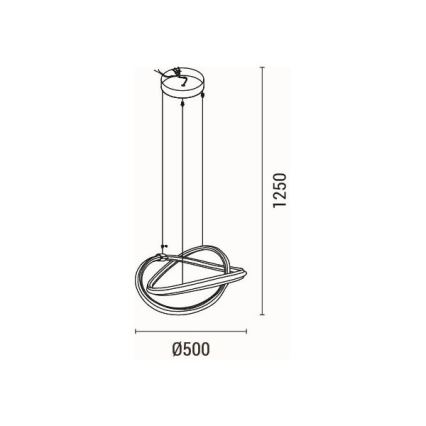 LED pendel LED/38W/230V 3000K 50x120 cm