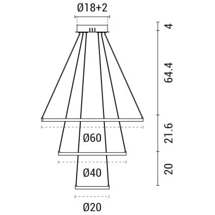 LED pendel LED/42W/230V 3000K sort